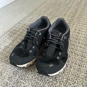 On Running Black and Gray Athletic Shoes with Breathable Mesh